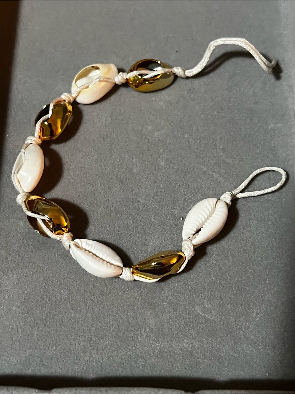 Handmade White and Gold Cowrie Shell Anklet/Bracelet - Women Jewelry